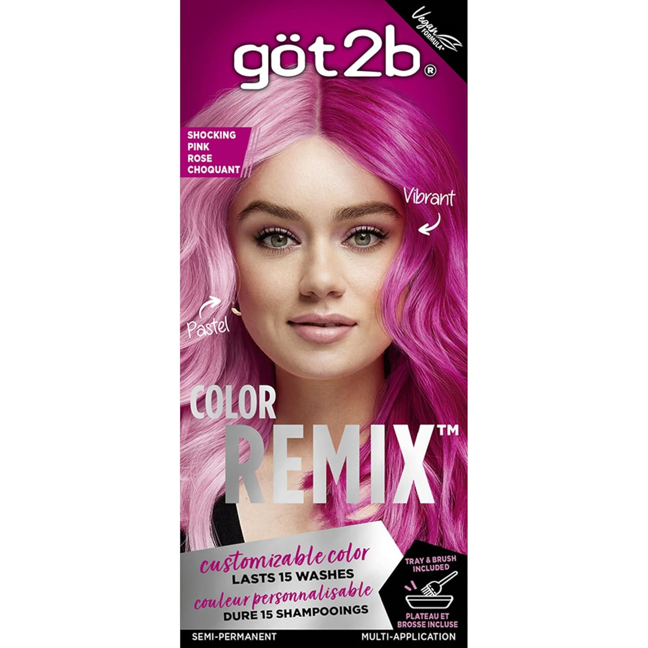 got2b Color Remix Semi-Permanent Hair Color Shocking Pink – Customizable Pink Hair Dye, Multi-Application