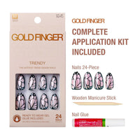 Thumbnail for Gold Finger Trendy Ready-to-Wear Gel Nails – Medium Almond Butterfly (GD45)