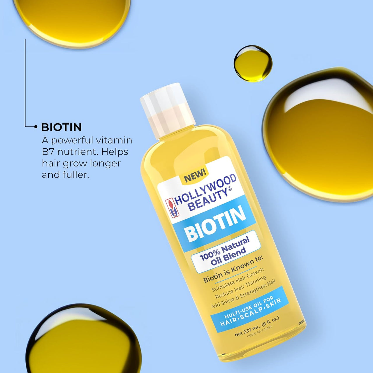 Hollywood Beauty Biotin 100% Natural Oil Blend 8 oz - Elevate Styles