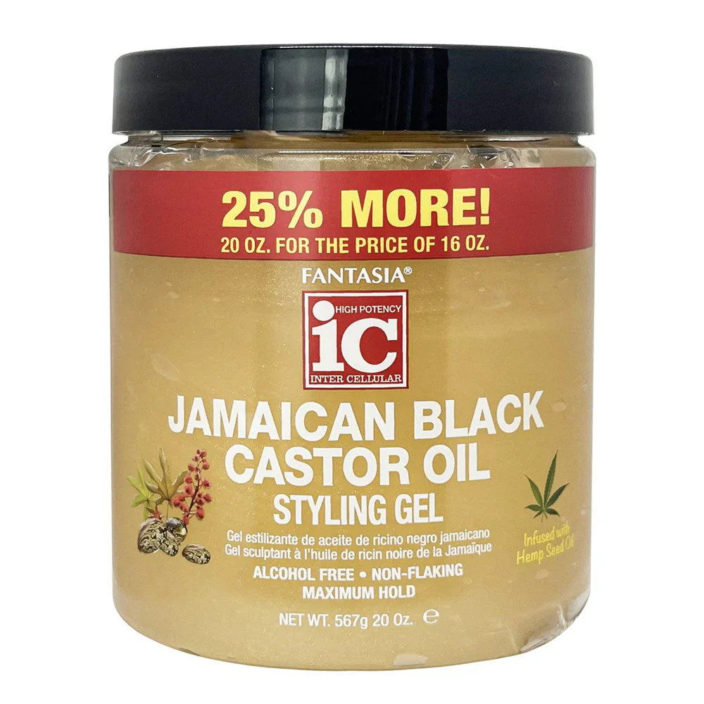Fantasia IC Jamaican Black Castor Oil Styling Gel Maximum Hold 20oz - Elevate Styles