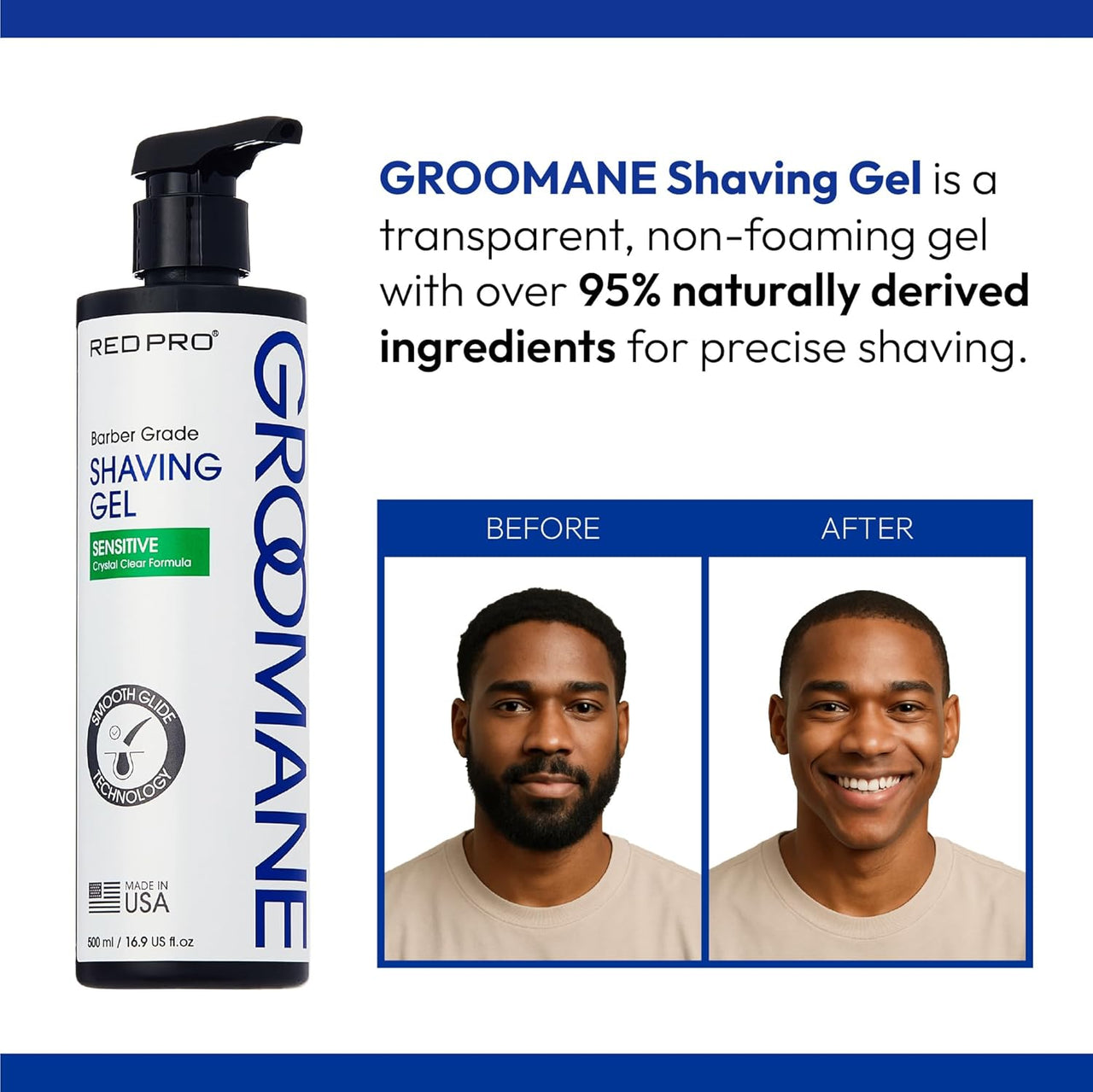 Red Pro Groomane Barber Grade Shaving Gel Sensitive 16.9 fl. oz. - Elevate Styles