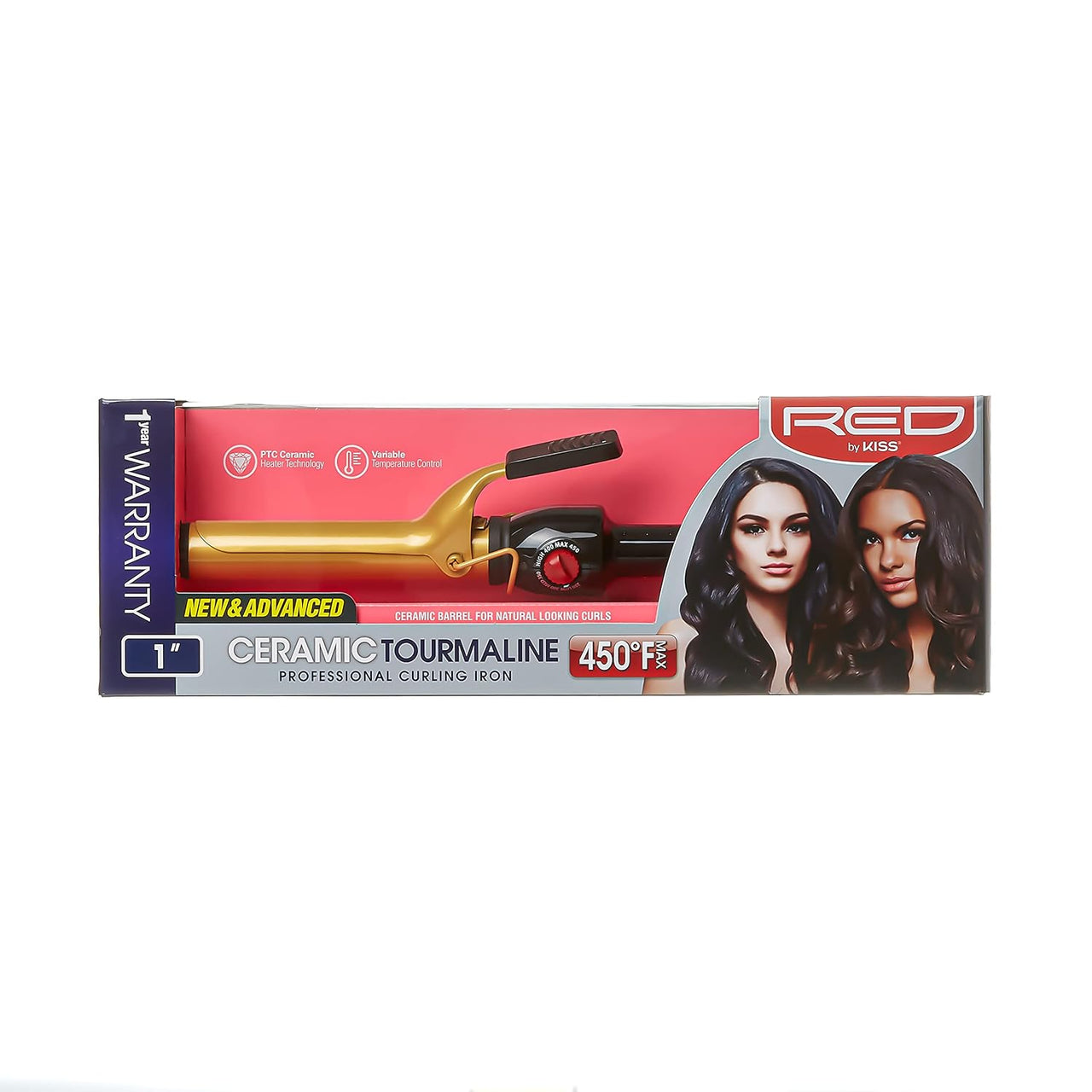 RED by Kiss Ceramic Tourmaline Curling Iron – 1" Barrel