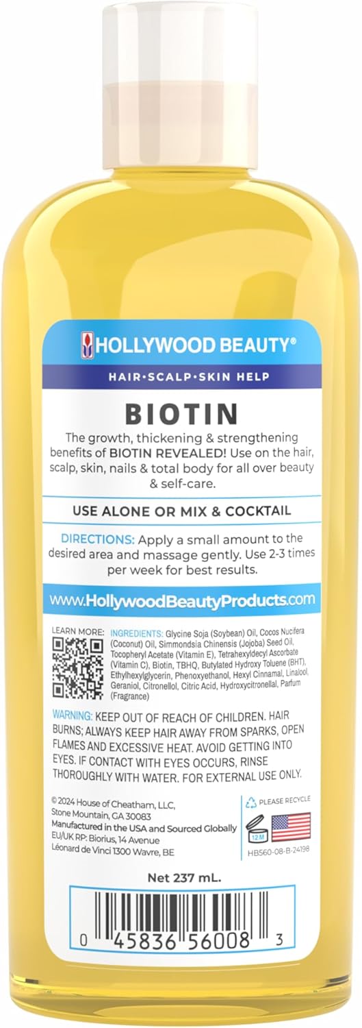Hollywood Beauty Biotin 100% Natural Oil Blend 8 oz - Elevate Styles