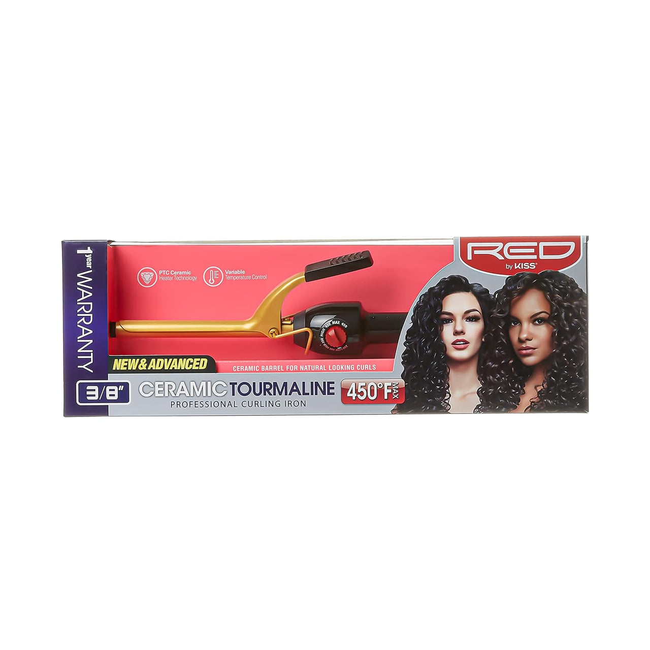 RED by Kiss Ceramic Tourmaline Professional Curling Iron - 3/8"