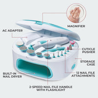 Thumbnail for KISS Electric Nail Drill & Dryer Kit – 12 Attachments, Rechargeable 2464N - Elevate Styles