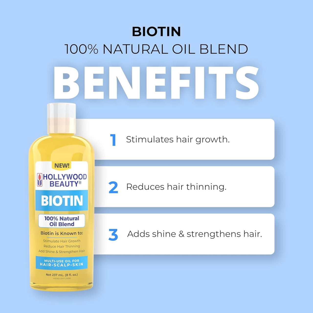 Hollywood Beauty Biotin 100% Natural Oil Blend 8 oz - Elevate Styles