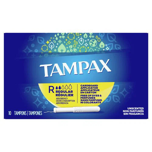 Tampax Regular Cardboard Applicator Tampons Unscented 10 count - Elevate Styles