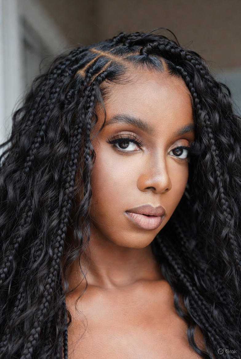 Kara Syn Queen Braid Nigeria Boho Knotless 13x4 Lace Front Wig 30 Inch