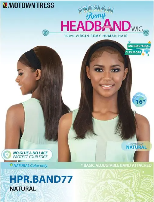 Motown Tress 100% Persian Virgin Remy Human Hair Headband Wig - HPR.BAND77 - Elevate Styles