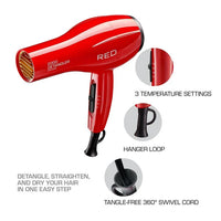 Thumbnail for RED by Kiss 2000 Detangler Ceramic Hair Dryer - RED