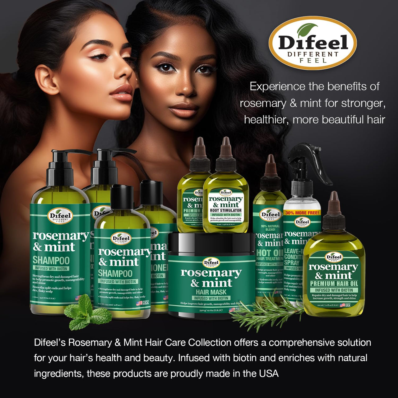 Difeel Rosemary & Mint Strengthening Shampoo 12oz - Elevate Styles