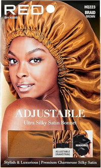 Thumbnail for RED by Kiss Adjustable Ultra Silky Satin Bonnet Braid Brown (HQ223)