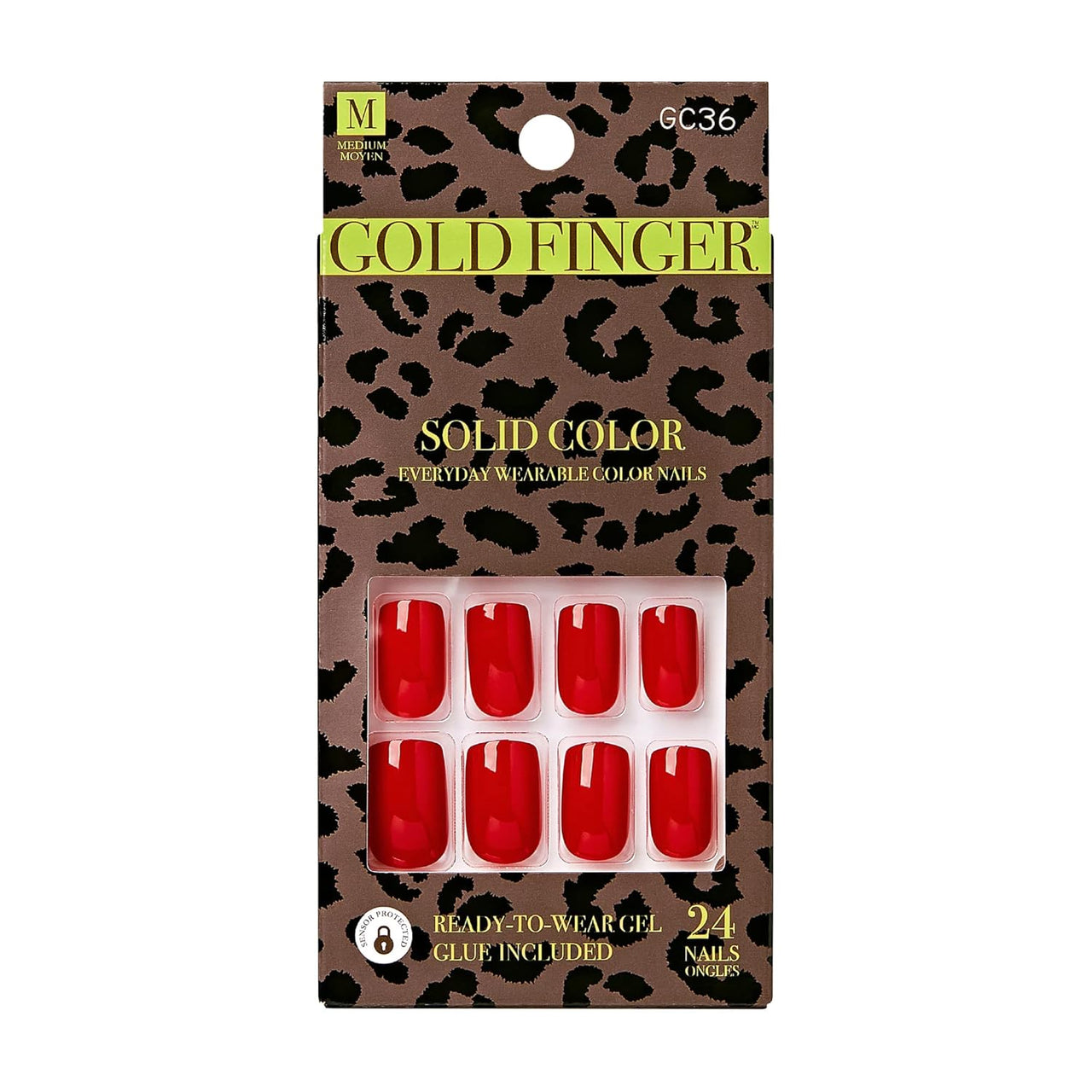 Gold Finger Solid Color Press On Nails Medium Red GC36 24 Count - Elevate Styles