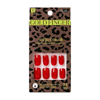 Thumbnail for Gold Finger Solid Color Press On Nails Medium Red GC36 24 Count - Elevate Styles