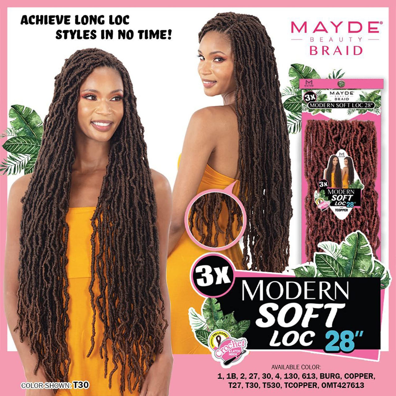 Mayde Beauty Braid 3X Modern Soft Loc 28 Crochet Locs Natural Texture