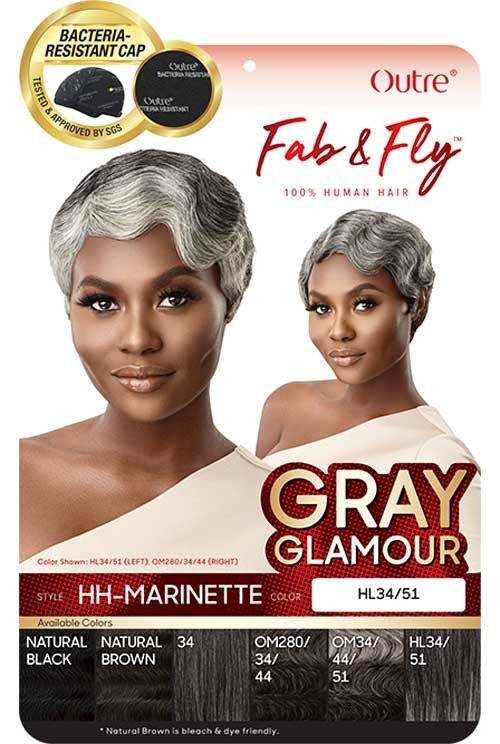 Outre Fab&Fly™ Gray Glamour Human Hair Full Cap Wig Marinette - Elevate Styles