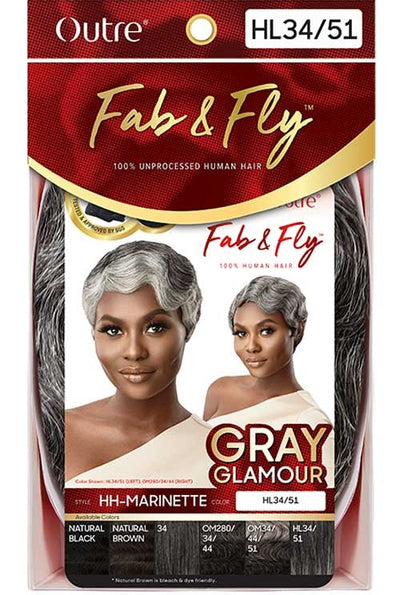 Outre Fab&Fly™ Gray Glamour Human Hair Full Cap Wig Marinette - Elevate Styles
