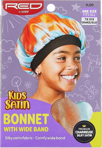 Thumbnail for RED by Kiss Kids Satin Bonnet with Wide Band Tie Dye Orange/Blue HJ09