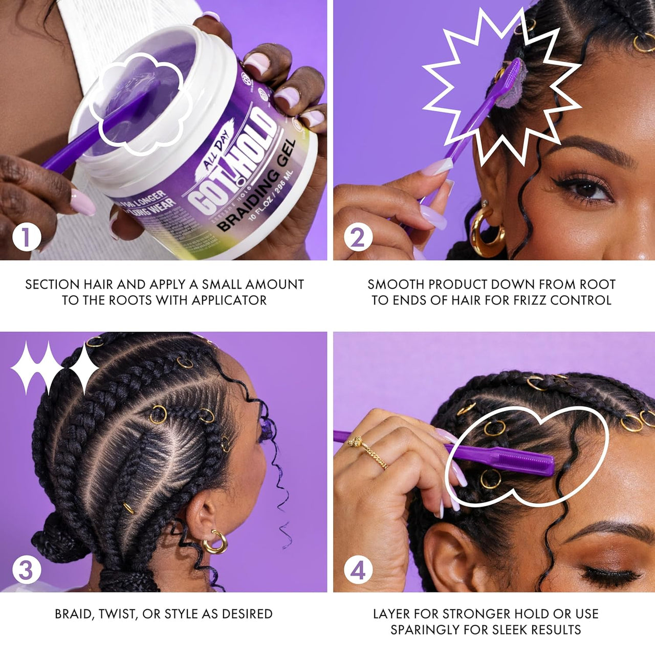 All Day Got!Hold Extreme Hold Braiding Gel Extra Shine 10 Fl. Oz. (296 mL)