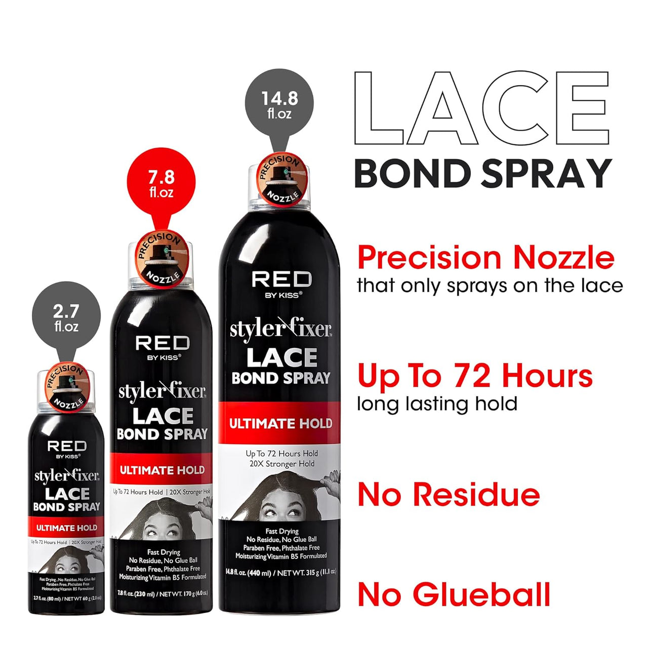 Red by Kiss Styler Fixer Lace Bond Spray Ultimate Hold 7.8 fl. oz. - Elevate Styles