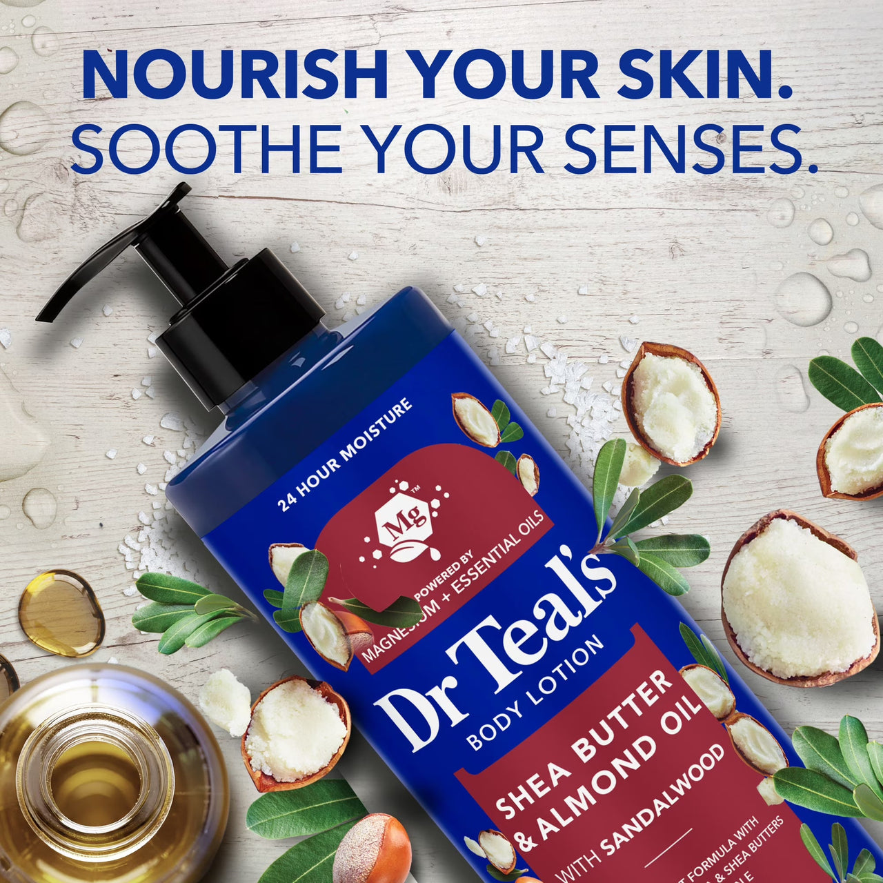 Dr Teal's Body Lotion – Shea Butter & Almond Oil with Sandalwood (532 mL / 18 FL OZ)
