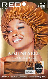 Thumbnail for RED by Kiss Adjustable Ultra Silky Satin Bonnet X-Large Brown (HQ220)