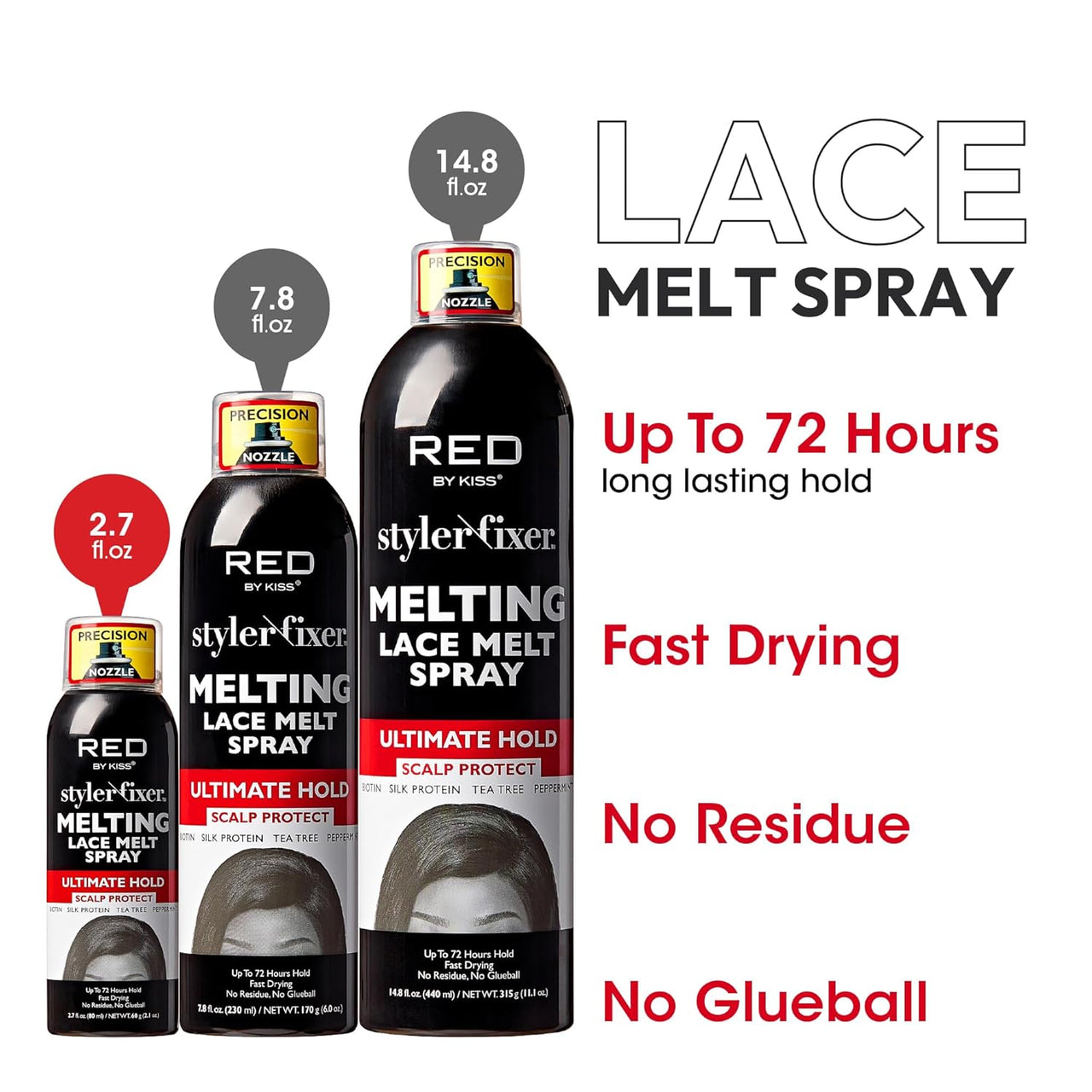 Red by Kiss Styler Fixer Melting Lace Melt Spray Ultimate Hold 2.7 fl. oz. - Elevate Styles