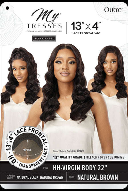 MyTresses Black 100% Unprocessed 13x4 HD Lace Front HH Virgin Body 22" - Elevate Styles