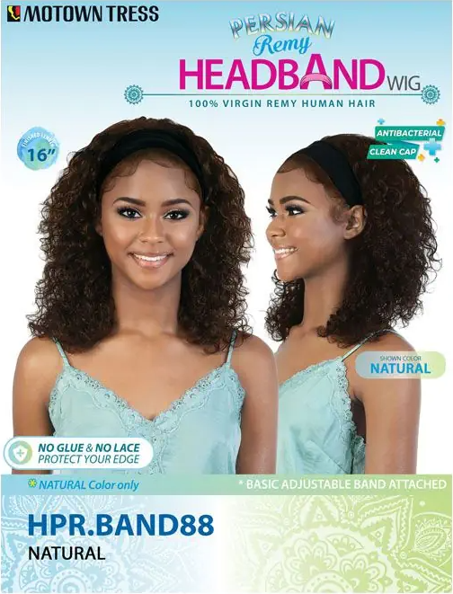 Motown Tress 100% Persian Virgin Remy Human Hair Headband Wig - HPR.BAND88 - Elevate Styles