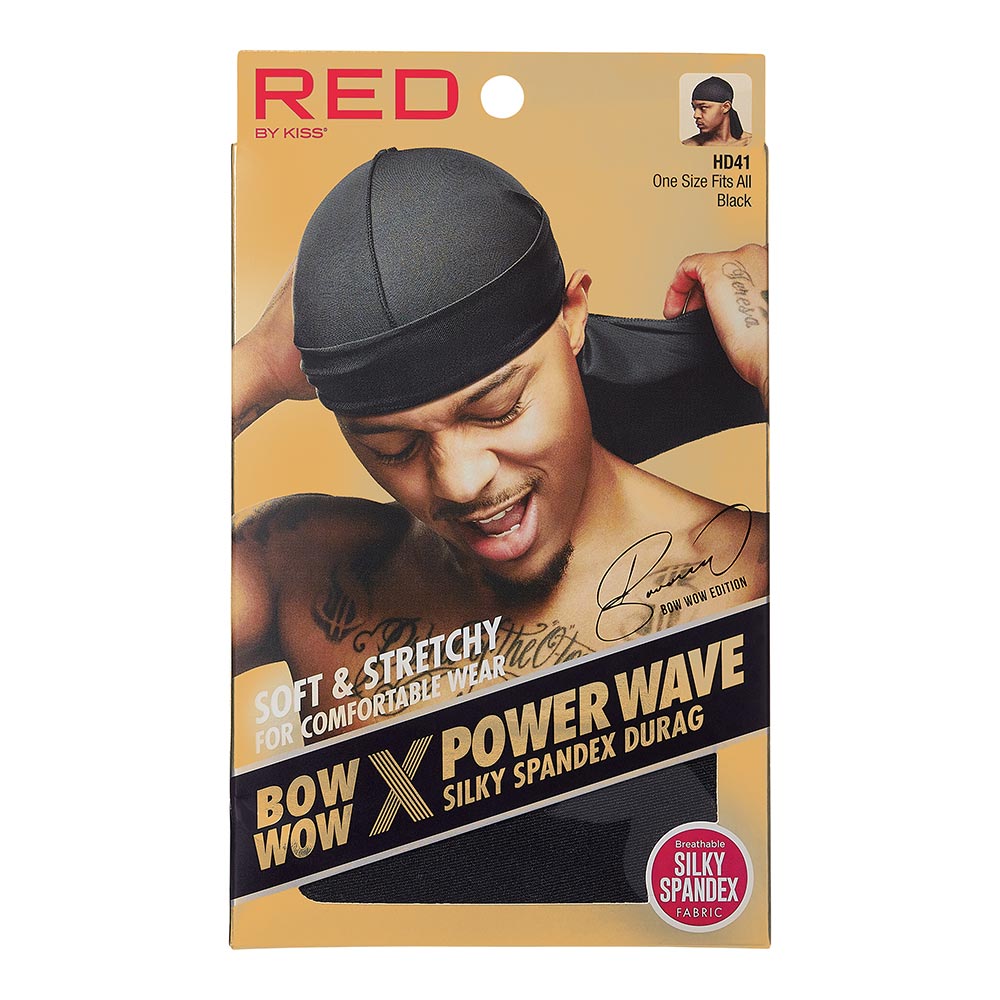Red by Kiss Power Wave Silky Spandex Durag Black HD41 - Elevate Styles