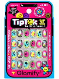 Thumbnail for Glamify TipTok Kids Press On Nails Set Neon Star Lightning Design No Glue Needed 24 Nails NTKD13 - Elevate Styles