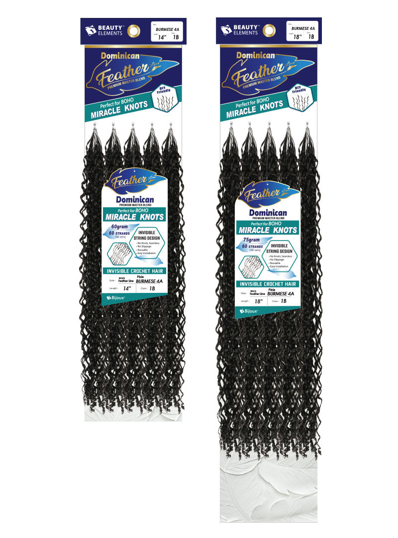 Beauty Elements Dominican Feather Line Invisible Crochet Hair – Burmese 4A 14"