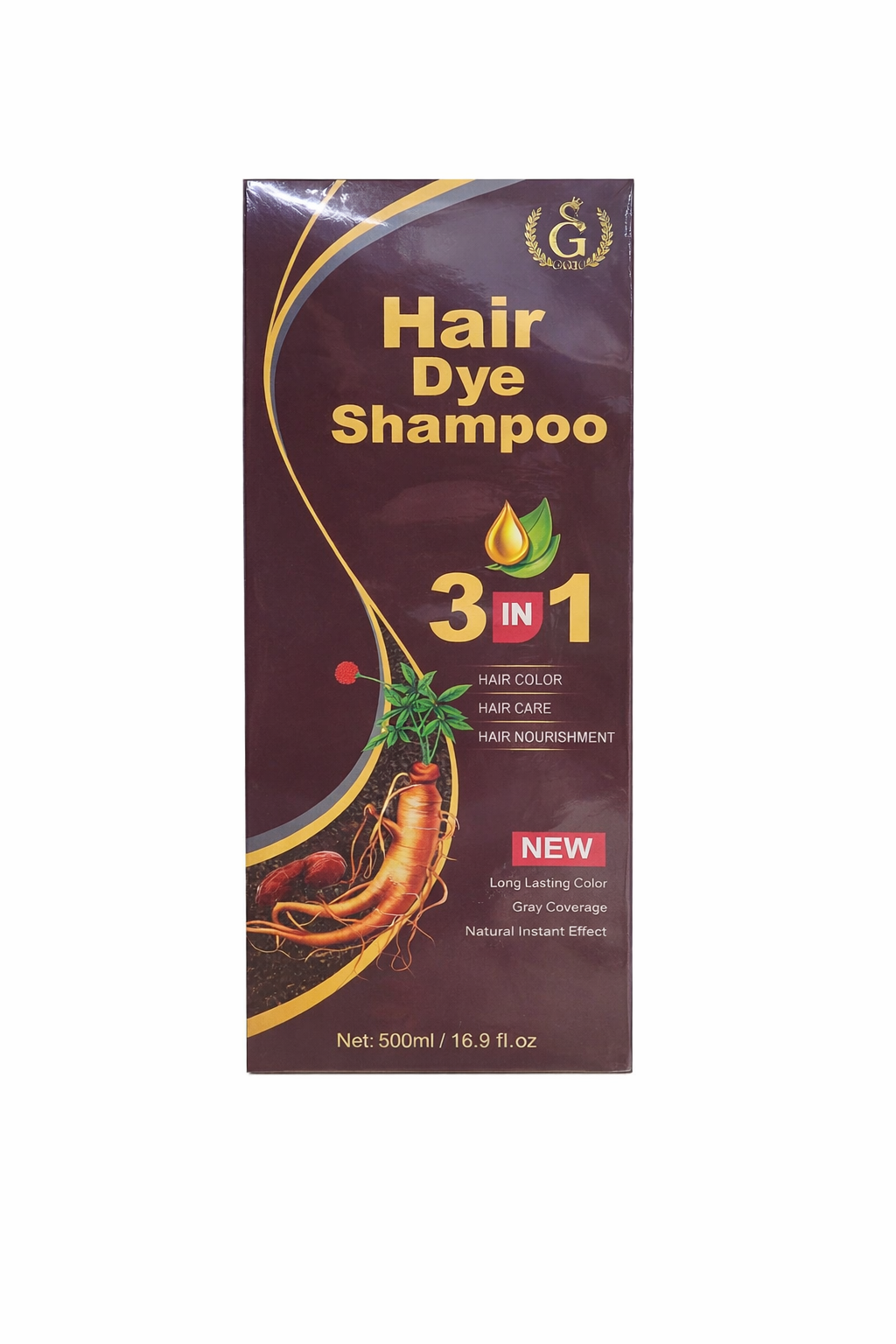 GG10 3 In 1 Hair Dye Shampoo Long Lasting Gray Coverage Burgundy 500ml - Elevate Styles