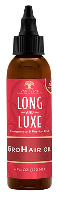 Thumbnail for As I Am Long & Luxe GroHair Oil 4 oz – Pomegranate & Passion Fruit - Elevate Styles