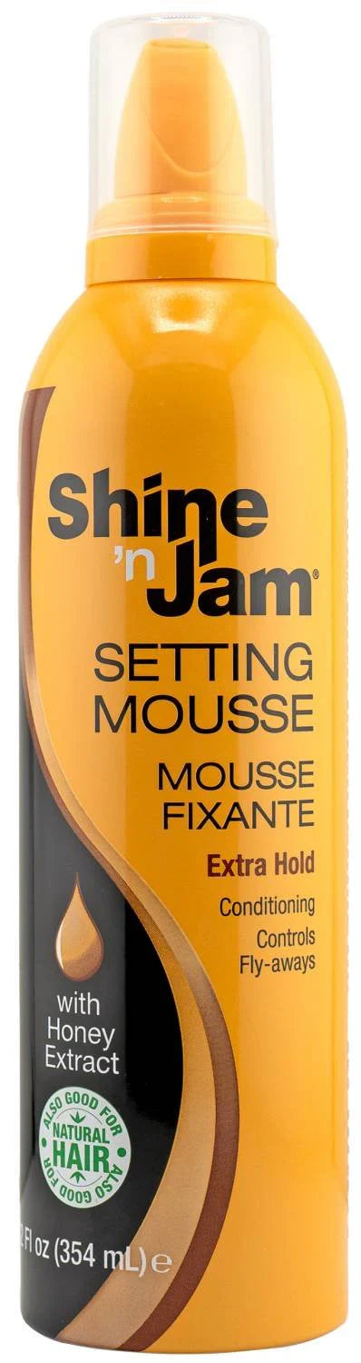 Shine n Jam Setting Mousse Extra Hold with Honey Extract 12 oz - Elevate Styles