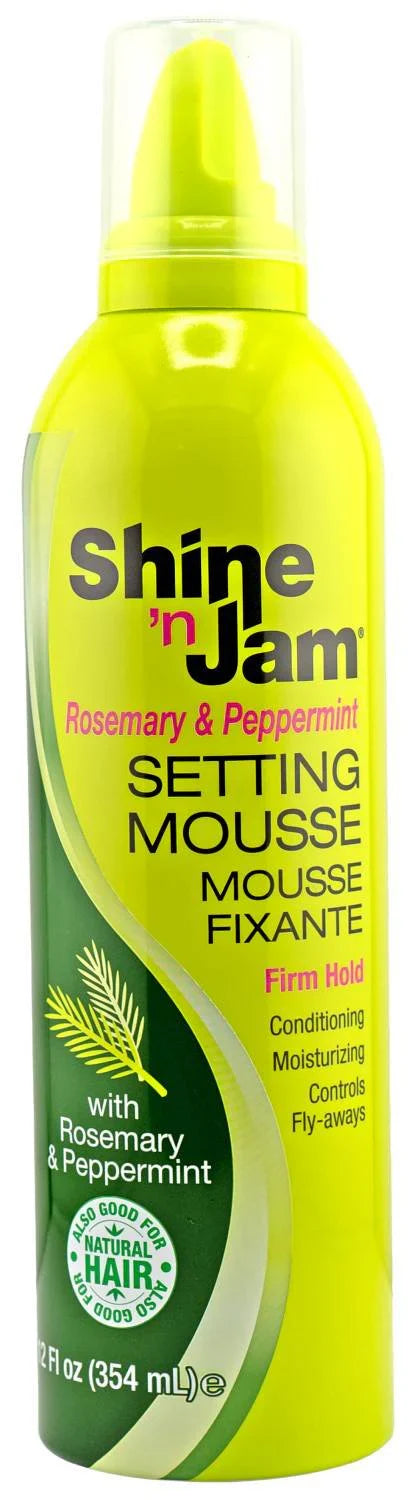 Shine n Jam Setting Mousse Firm Hold with Rosemary and Peppermint 12 oz - Elevate Styles