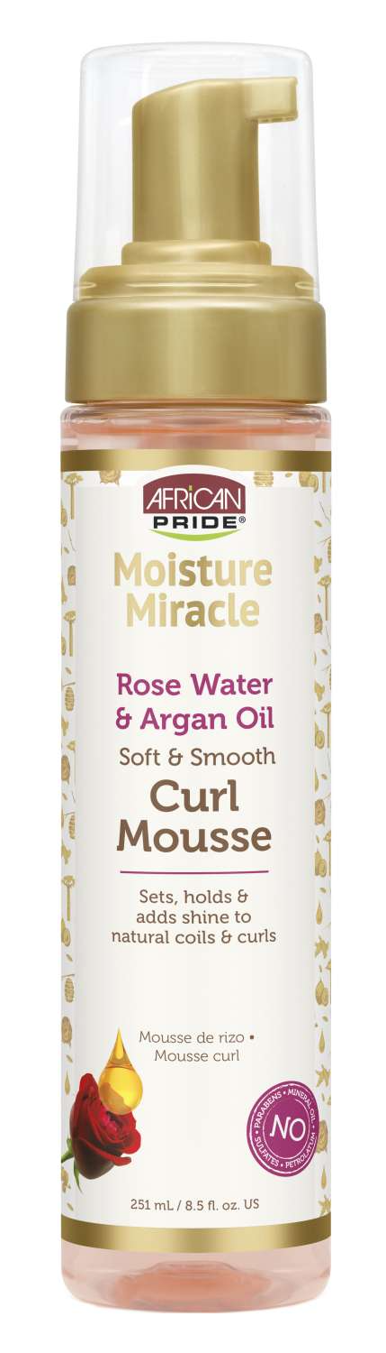African Pride Moisture Miracle Rose Water & Argan Oil Curl Mousse – 8.5 fl oz - Elevate Styles