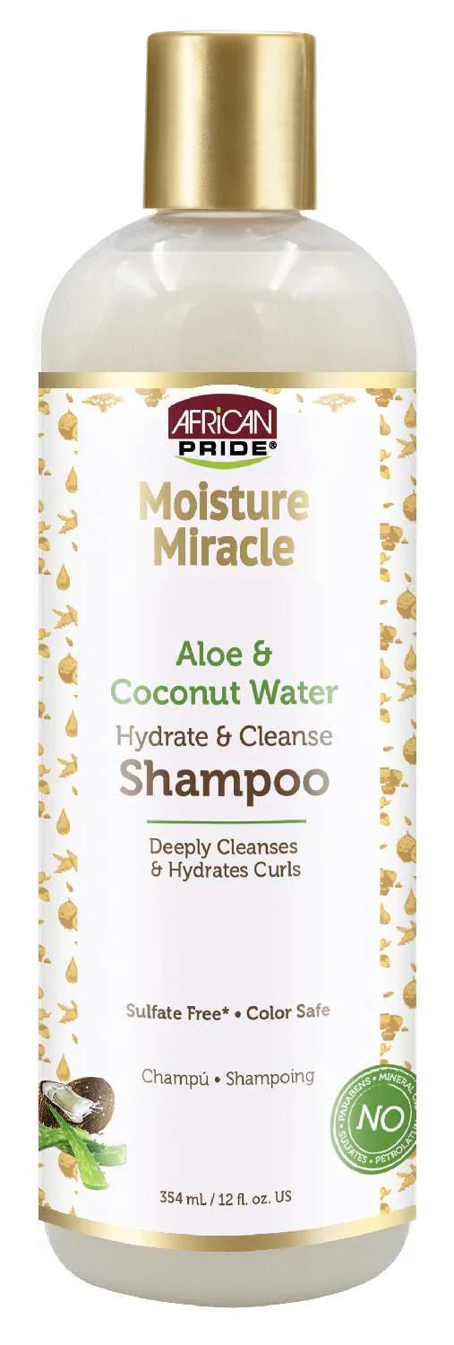 African Pride Moisture Miracle Aloe & Coconut Water Hydrate & Cleanse Shampoo – 12oz - Elevate Styles