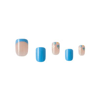Thumbnail for Gold Finger Little Diva Stick-On Nails for Kids – Blue Floral & French (BLL11)