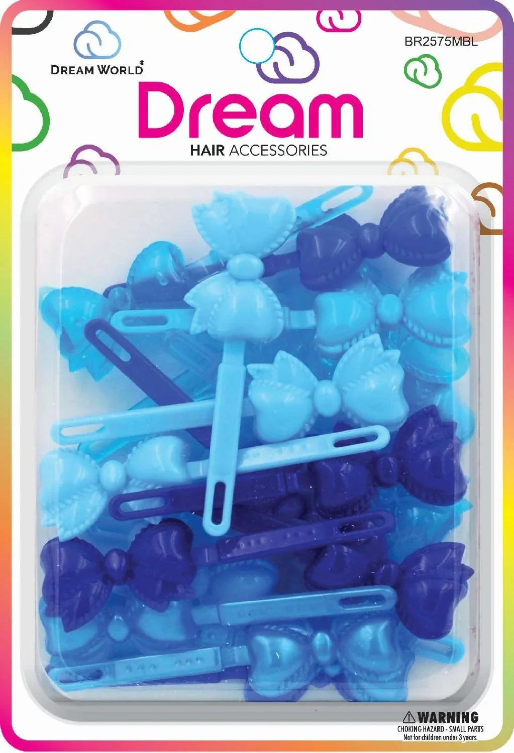 Dream World Bow Hair Barrettes – Blue Mix (BR2575MBL)