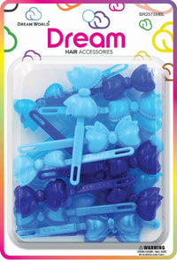 Thumbnail for Dream World Bow Hair Barrettes – Blue Mix (BR2575MBL)