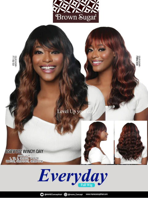 Mane Concept Brown Sugar Everyday Full Wig Windy Day BSEV102 Elevate Styles