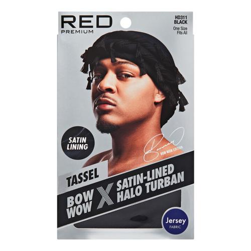 RED Premium Bow Wow Satin Lined Halo Turban Black HD311 BLACK - Elevate Styles