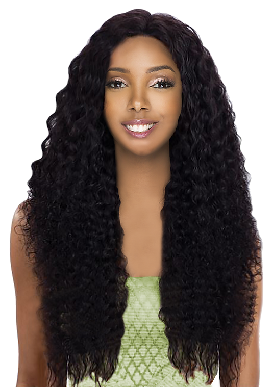 Amy Aviance Indu Gold HD Lace 13x4 Wet & Wavy Bohemian 22" Unprocessed Wig Black - Elevate Styles