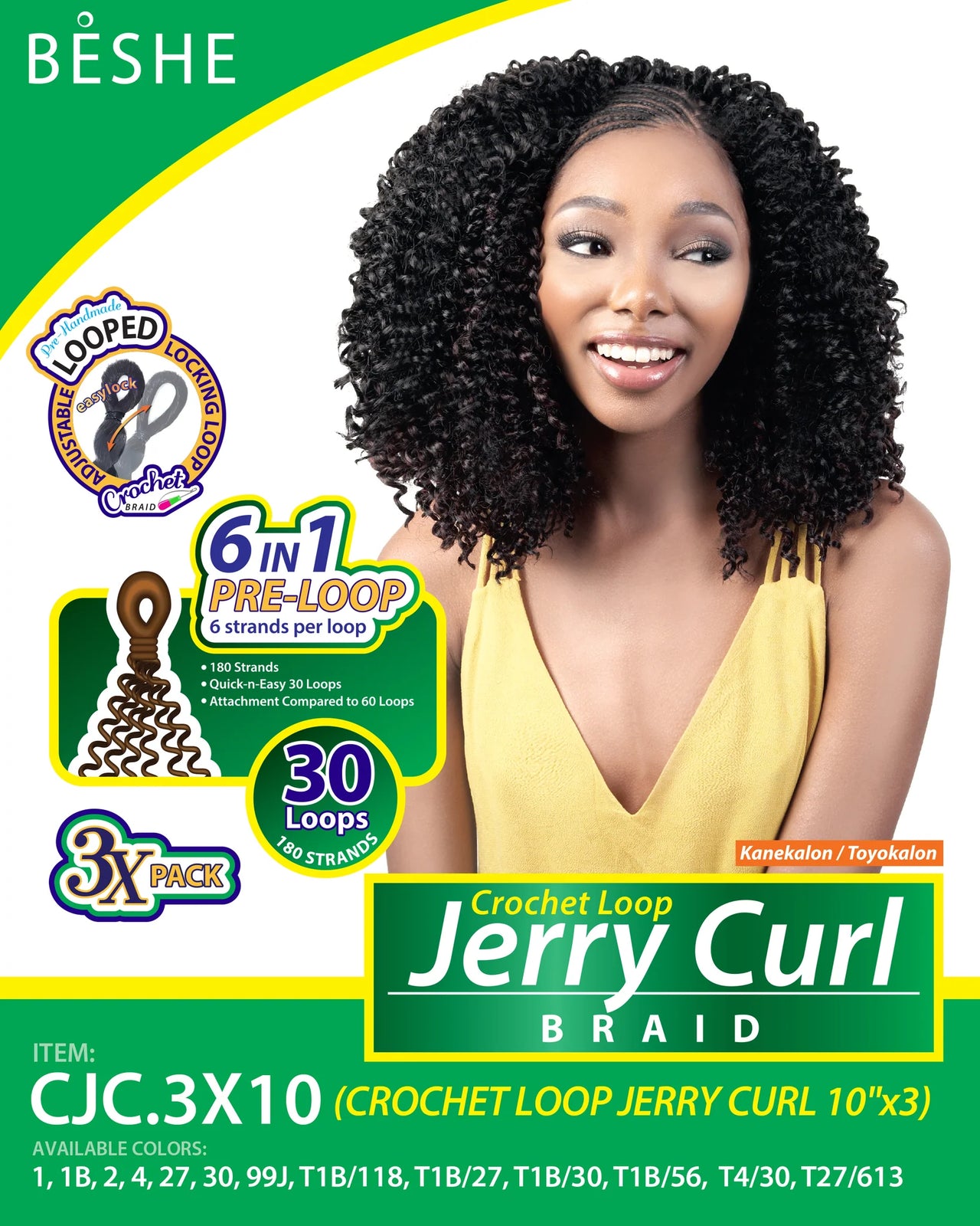 Beshe Synthetic 3X Pre-Looped Jerry Curl Crochet Braid 10 Beshe Synthetic 3X Pre-Looped Jerry Curl Crochet Braid 10