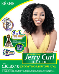 Looped Jerry Rivers Beshe Synthetic 3X Pre-Looped Jerry Curl Crochet Braid 10