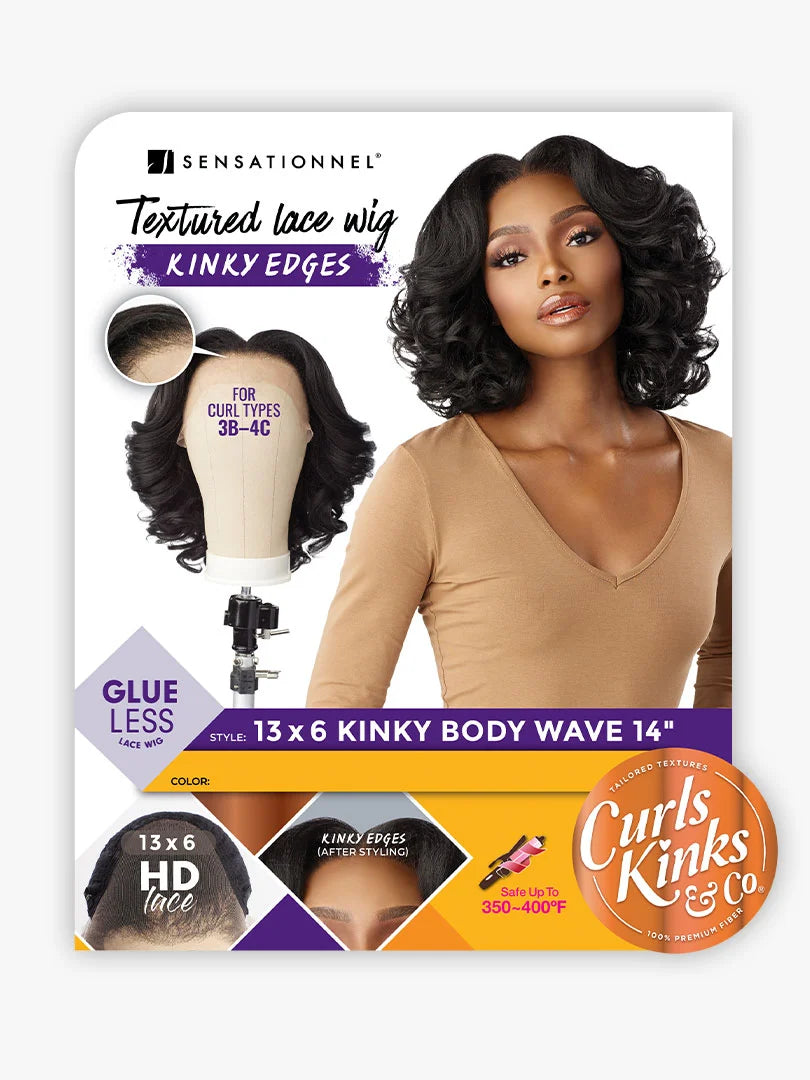 Sensationnel Curls Kinks & Co Kinky Edges 13x6 Kinky Body Wave 14" Lace Front Wig - Elevate Styles