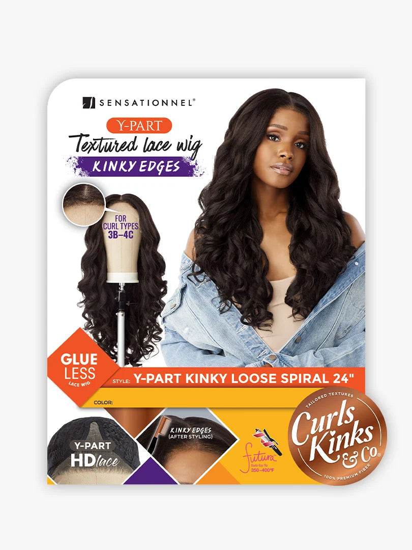Sensationnel Curls Kinks & Co Kinky Edges Y Part Kinky Loose Spiral 24" Lace Front Wig KEYPKLSP24 - Elevate Styles