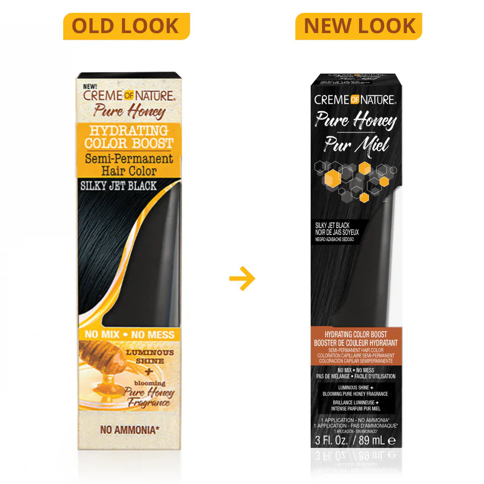Creme of Nature Pure Honey Hydrating Color Boost – Silky Jet Black 3 Fl. Oz. / 89 mL
