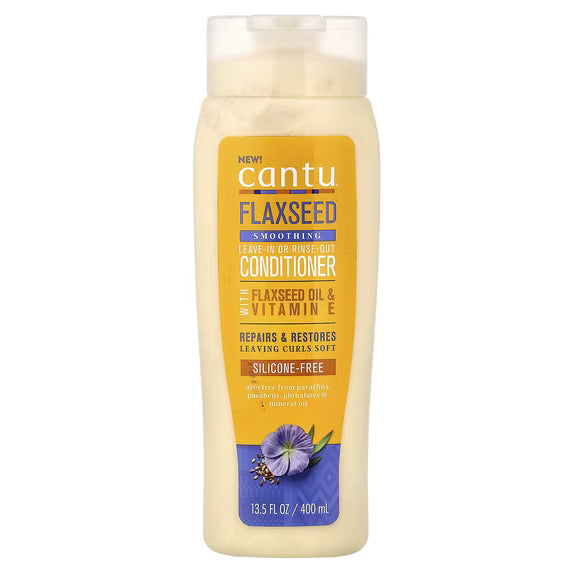 Cantu Flaxseed Smoothing Leave-In or Rinse-Out Conditioner 13.5 FL OZ / 400 mL